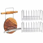 Oc9 स्टेनलेस स्टील प्लेट स्टैंड & चकला बेलन स्टैंड फॉर किचन 