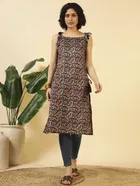Tie Up Poly Crepe Kurti for Women 