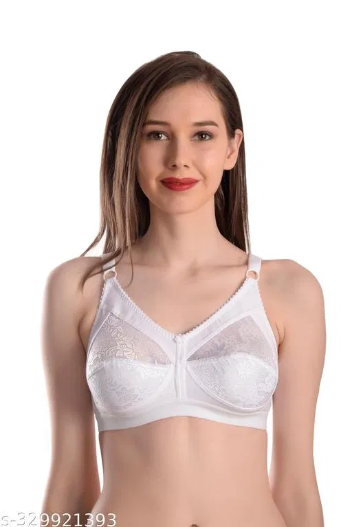 Nylon Bra for Women, White (44B)
