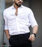 Poly Blend Solid Shirt for Men, White 