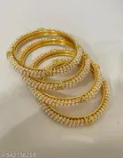 Gold Plated Alloy Bangles for Women, Gold, Pack of 4 
