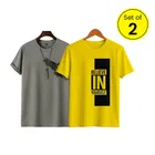 Round Neck Printed T-Shirt for Men, Set of 2 