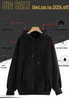 Round Neck Solid Hoodie for Men 