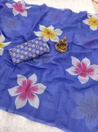 Lien Printed Saree for Women, Blue 
