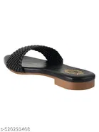 Shoetopia Solid Black Comfort Open Toe Sandals 