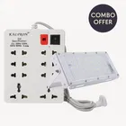 6 LED RGB Multi Color Light + 8 Socket Extension Board (White) Set of 2