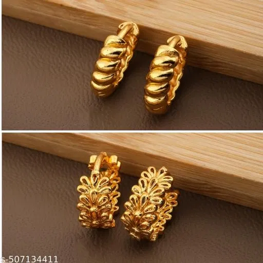 Gold-Plated Earrings/Studs/Bali Combo For Women'S/Girls