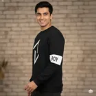 Fleece Printed Sweatshirt for Men, Black 