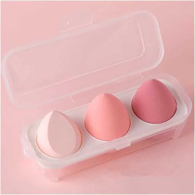 Makeup Blender Sponge Puff with Storage Box (Pack of 3, Assorted) (SE-1)