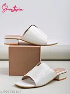 [60] Solid Synthetic Heel Sandals for Women 