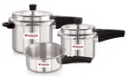 Combo of 2 L, 3 L & 5 L Aluminium Pressure Cooker with Lid 