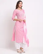 Cotton Cambric Embroidered Kurta Set for Women 
