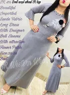 Woolen Embellished Gown for Women (Grey, Free Size)