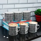 6 Pcs Ceramic Tea & Coffee Cup Set - Black Italian
