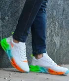 PVC Casual Shoes for Men, White & Green 