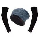 Woolen Solid Cap with Full Hand Gloves for Men & Women 