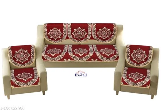 Polycotton 5 Seater Sofa Covers (Red, Set of 1)