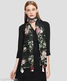 Poly Chiffon Scarves for Women, Black, Pack of 2