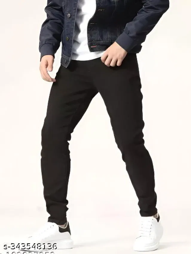 Denim Slim Fit Jeans for Men (Black, 30)