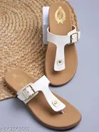 Shoetopia Girls Solid Flat Sandals White Size 7