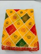 Foil Printed Bandhani Saree for Women 