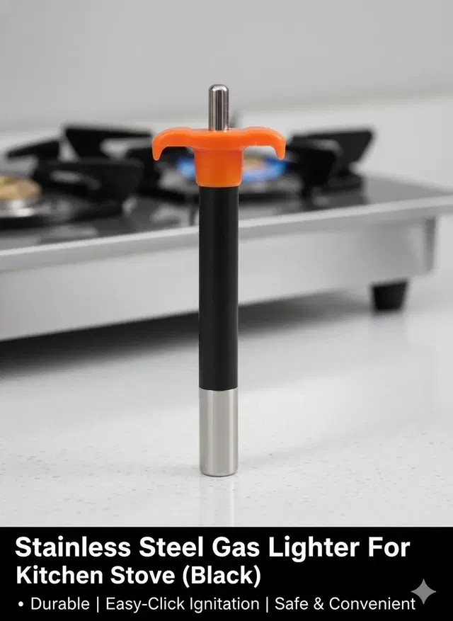 Stainless Steel Gas Lighter for Kitchen (Black)