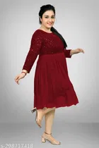 Net Solid Dress for Women 