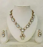 Trendy Kundan Choker Necklace Set for Women & Girls, White
