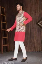 Cotton Kurta Set with Koti for Men 
