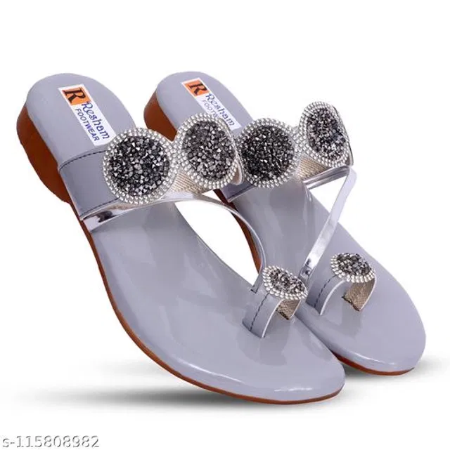 Flats for Women (Grey, 8)