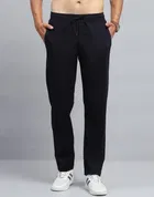Regular Fit Trackpants for Men (Black, L)
