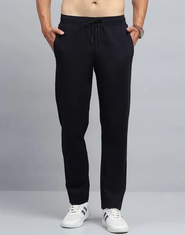 Fleece Regular Fit Track Pants for Men (Black, L)