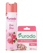 Purodo Air Freshener Spray 220ml Rose Bliss + Air Freshner Block Rose 50g