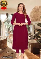 Georgette Embroidered Kurti for Women (Maroon, S)