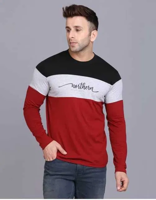 Best Hot Selling Cotton Blend Full Sleeves T-Shirt For Men (Multicolor, M)