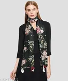 Poly Chiffon Scarves for Women, Black, Pack of 2