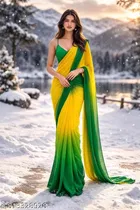 Two Shade Colour Combination Georgette Saree for Women 