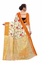 SVB कॉटन लिनन साड़ी फॉर विमेंस 