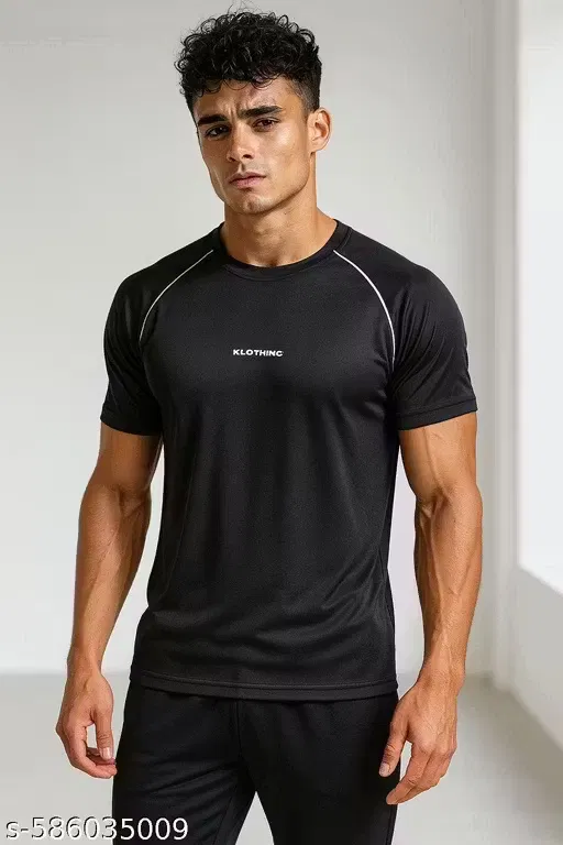Polyester T-shirt for Men, Black (M)