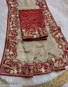 Chinnon Saree for Women, Cream 