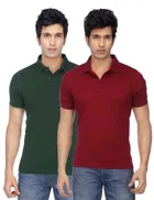 Polo Solid Cotton Blend T-shirts for Men, Pack of 4 