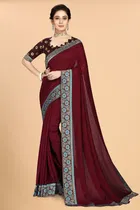 Vichitra Embroidery Saree for Women 