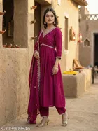 Embroidered Acrylic Kurta Set for Women 
