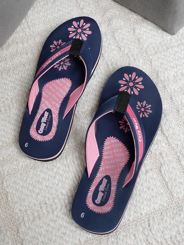 Cozy Wear Slippers For Women (Blue & Pink, 8)