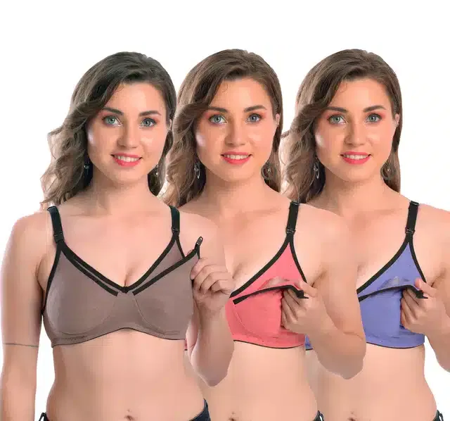 Non Padded Maternity Bra for Women (Pack of 3) (Multicolor, 40B)