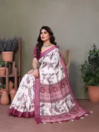 Silk Woven Design Saree for Women, White 
