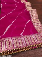 Georgette Solid Saree for Women, Dark Pink 
