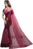 Polycotton Striped Saree for Women 