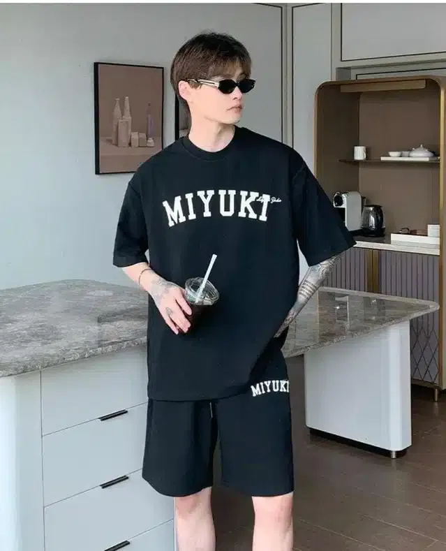 Half Sleeves Tracksuit for Men (Black, XXL)