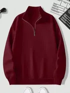 Fleece Solid Sweatshirt for Men, Maroon 